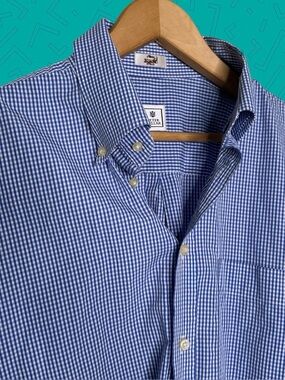 Peter Millar Button Down Blue Gingham Shirt